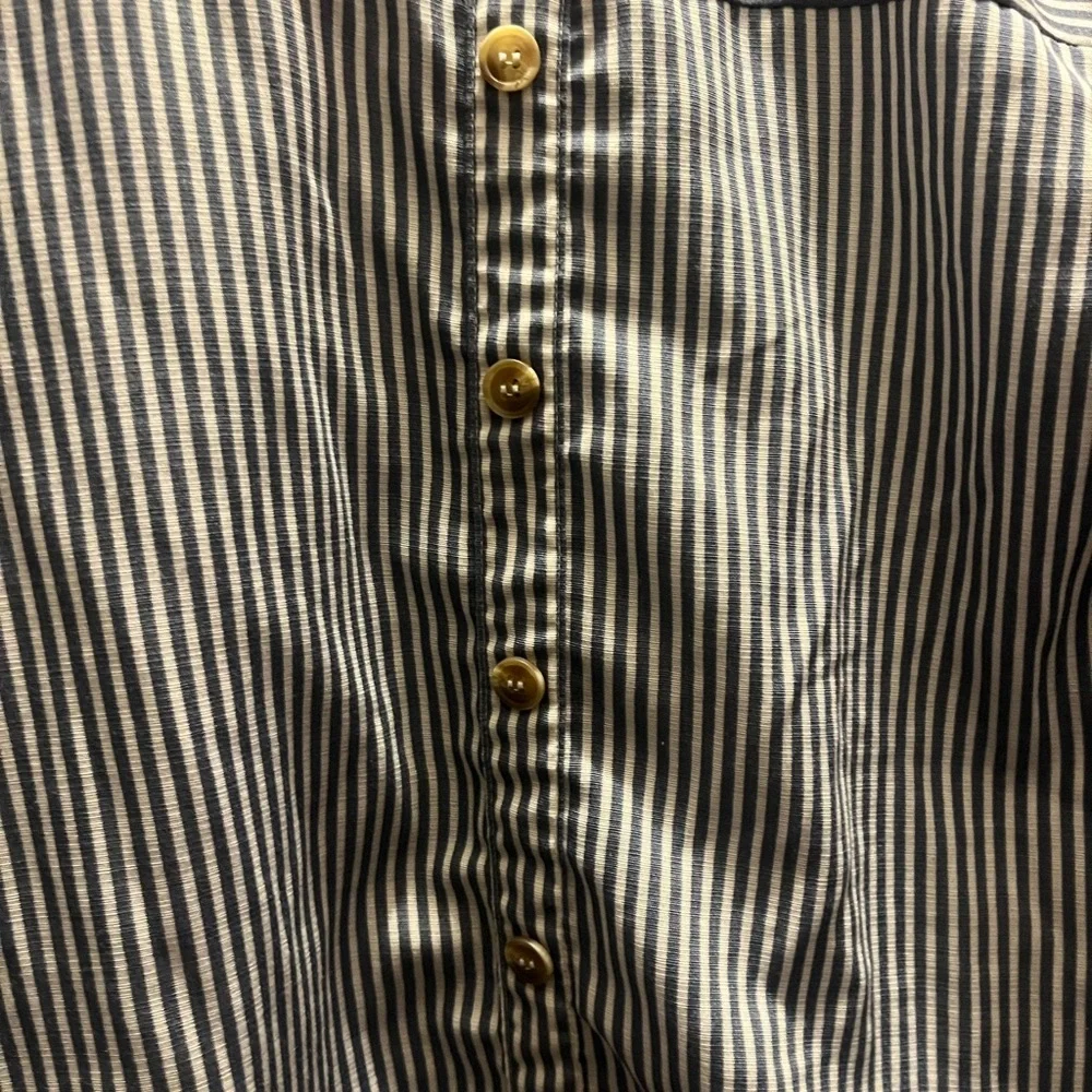 E & M Navy Striped Button-Front and Back Blouse - Picture 8 of 9
